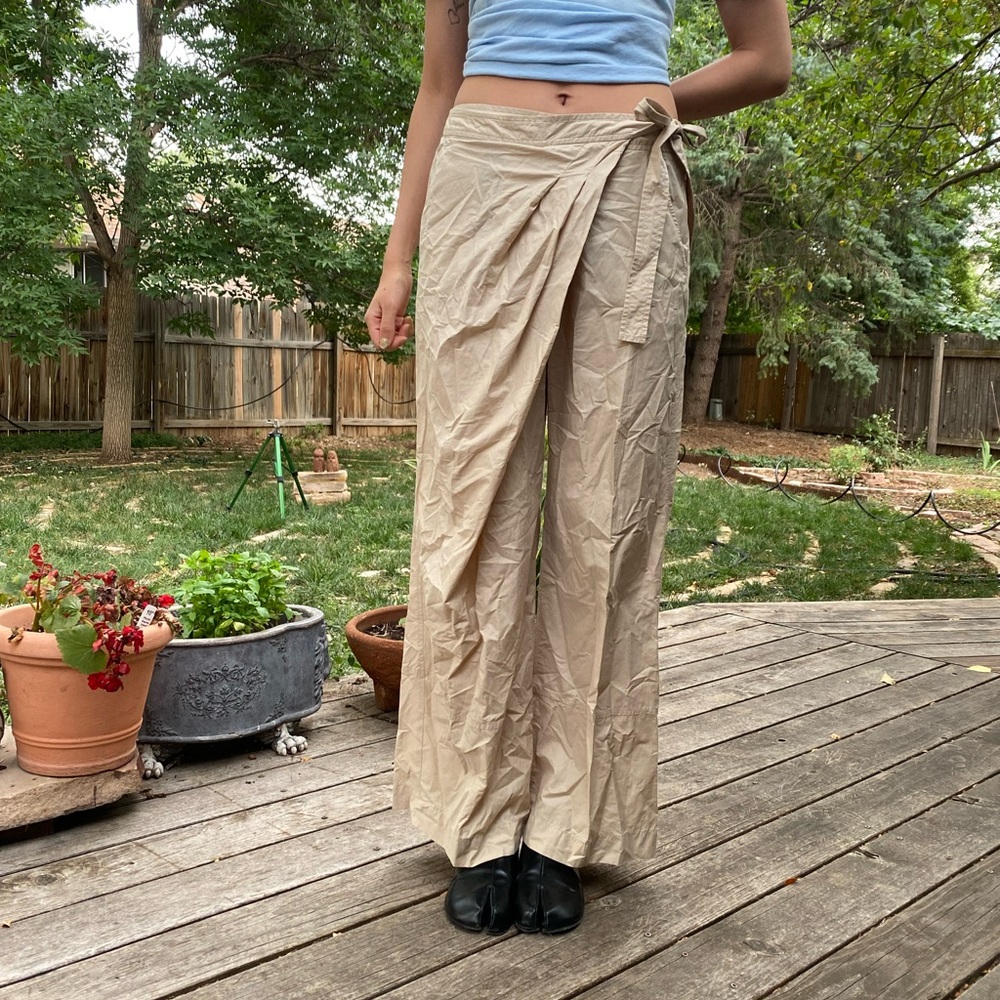 MaxMara Beige Wide Leg Wrap Pants